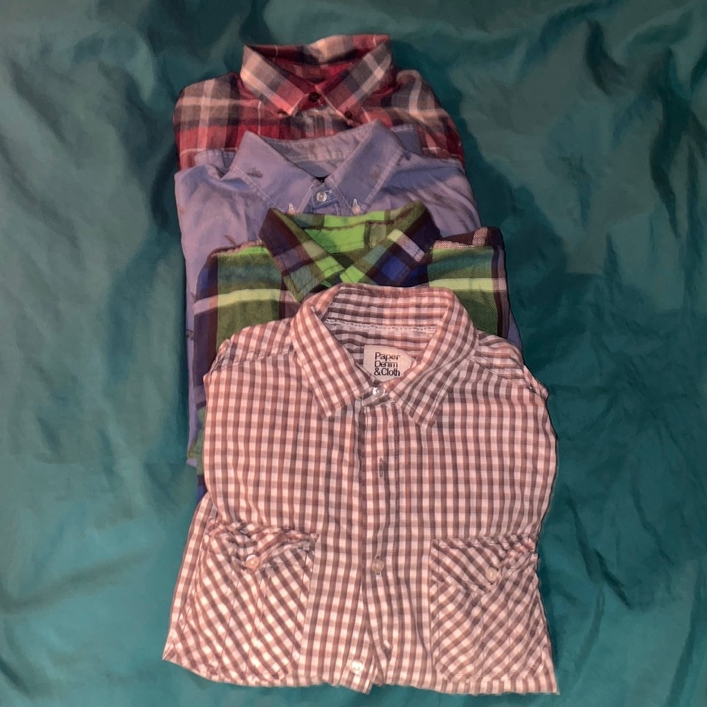 Lot of 4 Button Down Shirts Size Medium, Izod, AE, paper denim clothe
